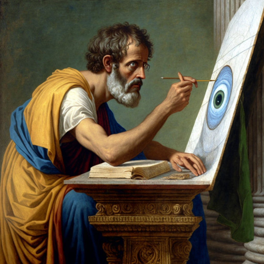 Aristotle painting an eyeball
